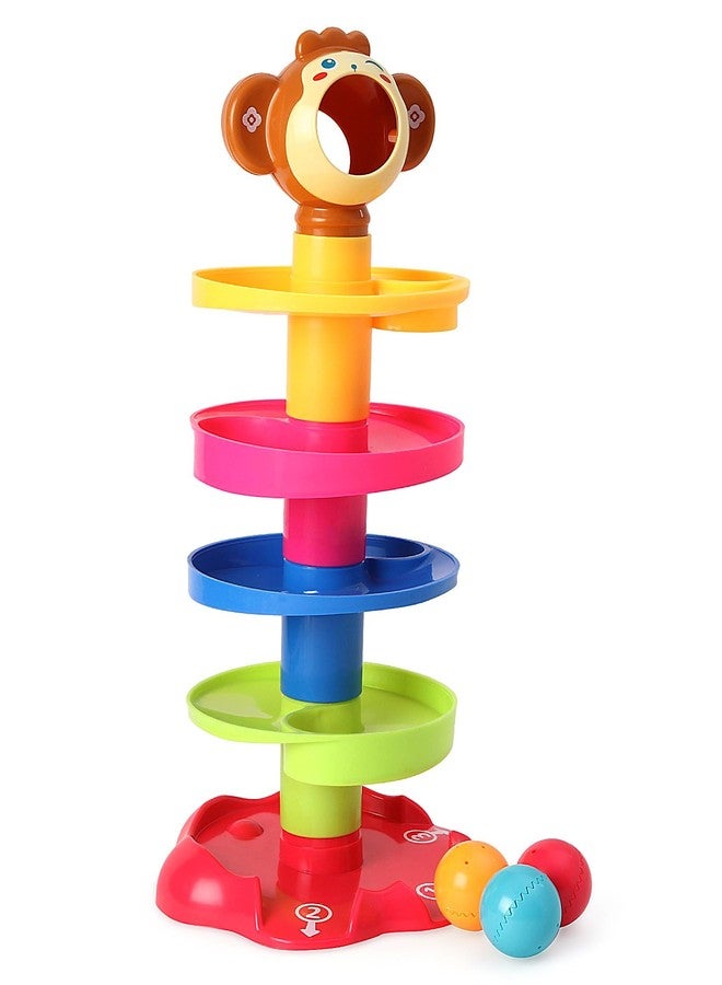 MABLE Ball Drop & Swirling Tower Toy for Babies & Toddlers | 5-Layer Stacking Tower with 3 Rattle Balls | Educational Toy for Motor Skills & Hand-Eye Coordination | Multicolor - Image 4